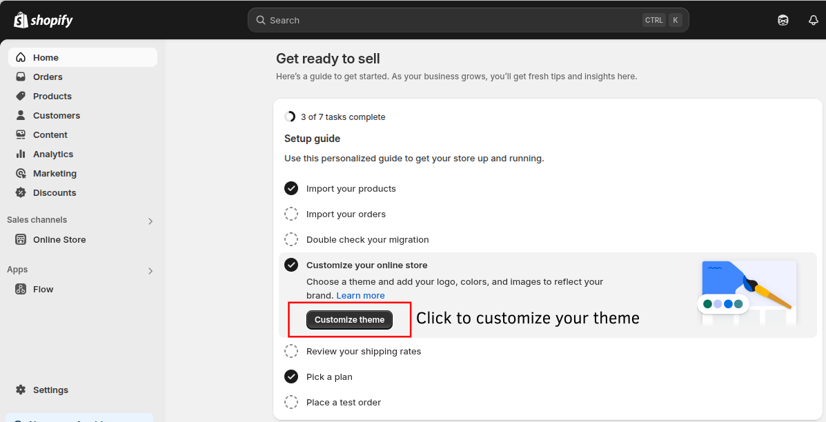 Click Customize Button
